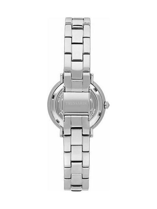 Trussardi Γυναικείο Ρολόι 30mm Μπαταρίας με Ασημί Μεταλλικό Μπρασελέ