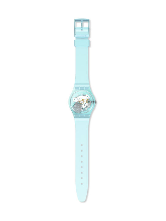Swatch Morning Sky Γυναικείο Ρολόι 34mm Μπαταρίας με Πράσινο Καουτσούκ Λουράκι