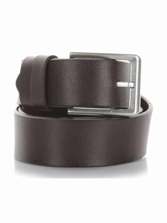 1757 Wide Men's Belt from Artificial Leather Brown 1757 ΚΑΦΕ