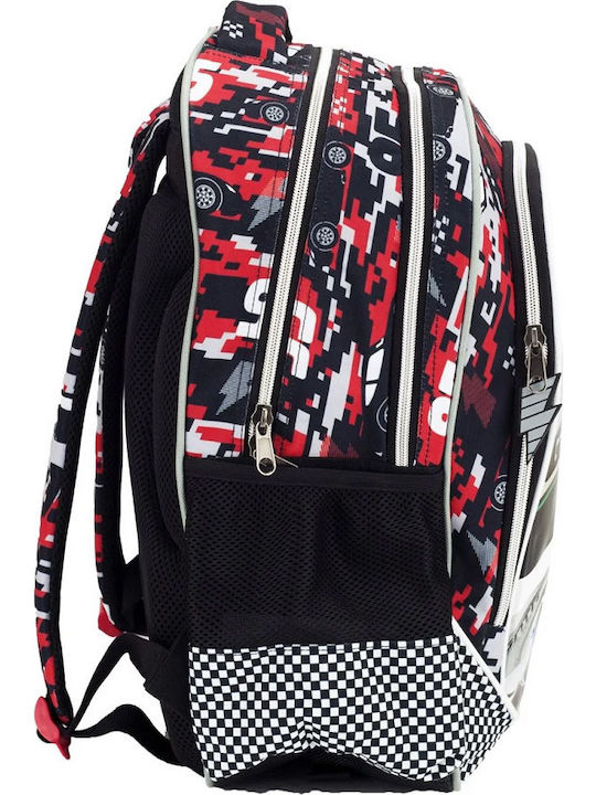 Gim Cars School Bag Backpack Elementary, Elementary Multicolour with Water Bottle Holder 27Liters