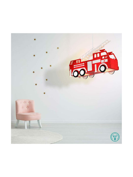 Globo Lighting Kids Plastic Single Ceiling Light E27 Pendant Red 13W 43x12cm