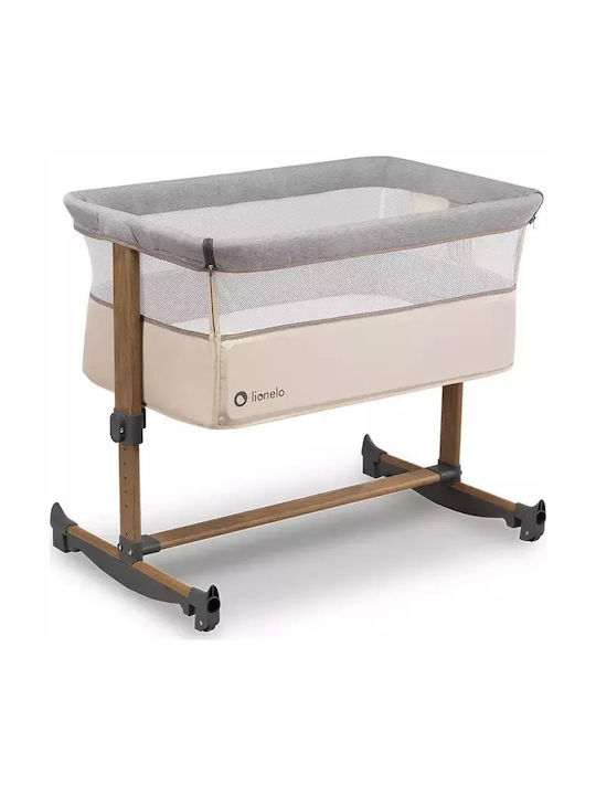 Lionelo Cradle Leonie with Mattress, Side Opening, and Wheels Beige Sand