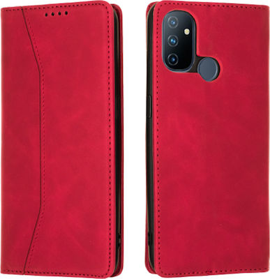 Bodycell PU Leather Synthetic Leather Wallet Red (OnePlus Nord N100)