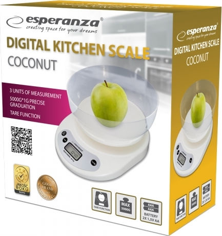 Esperanza Cântar de Bucătărie Digital cu Bol până la 5kg Coconut