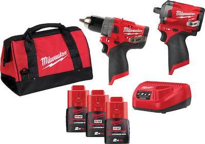 Milwaukee M12 FPDFIW2A-202B Set Schlagschrauber 12V mit 3 Batterien 2Ah