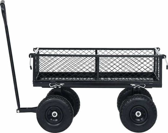 Garden Cart Towable Black Up to 250kg Trailer Garden Cart Four-wheel with Maximum Load Weight 250kg 84x84cm.