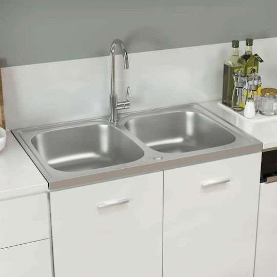 vidaXL Ένθετος Νεροχύτης Inox Μ80xΠ50cm Ασημί
