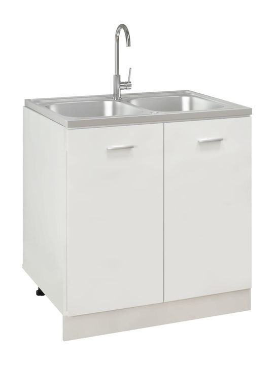 vidaXL Ένθετος Νεροχύτης Inox Μ80xΠ60cm Ασημί