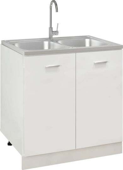 vidaXL Ένθετος Νεροχύτης Inox Μ80xΠ60cm Ασημί