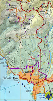 Τήνος, Tourist and hiking map