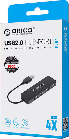 Orico Fl01 USB Hub 4 Ports USB 2.0 with USB-A Connection
