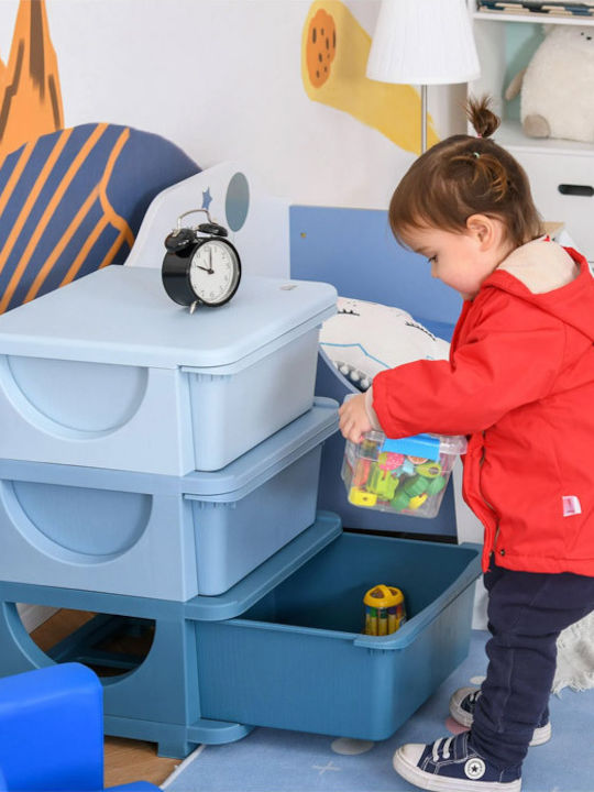 HomCom Σύστημα Αποθήκευσης Παιχνιδιών από Πλαστικό Μπλε 37x37x56cm