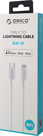 Orico CL01-10 USB-C to Lightning Cable Λευκό 1m (CL01-10-WH-BP)