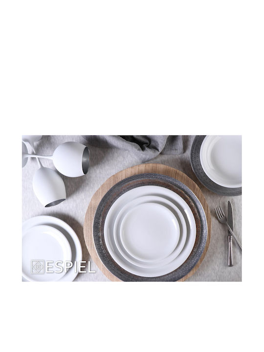 Espiel Compact Plate Shallow Ceramic White with Diameter 25.5cm 6pcs