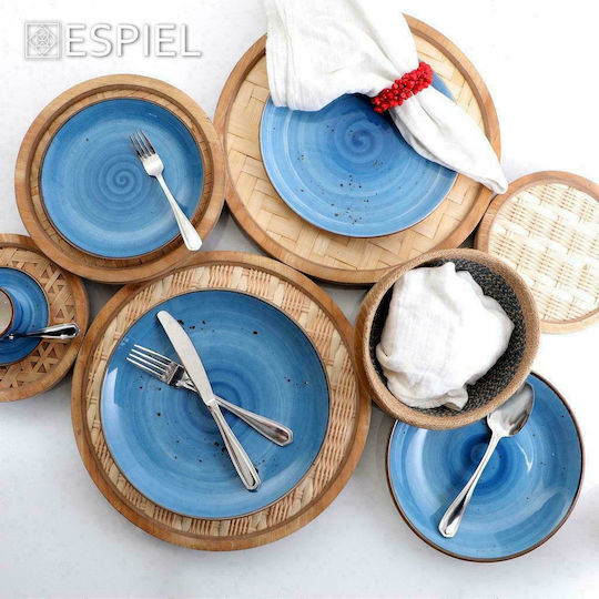 Espiel Terra Plate Soup made of Porcelain Blue with Diameter 23.5cm