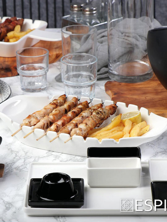 Espiel Ordnervierer 9 Positionen Porzellan für Souvlaki 2 Stück Porzellan Ordnungshüter 9 Positionen Weiß Ø32.4xH4cm W32.4xL32.4xH4cm 2Stück