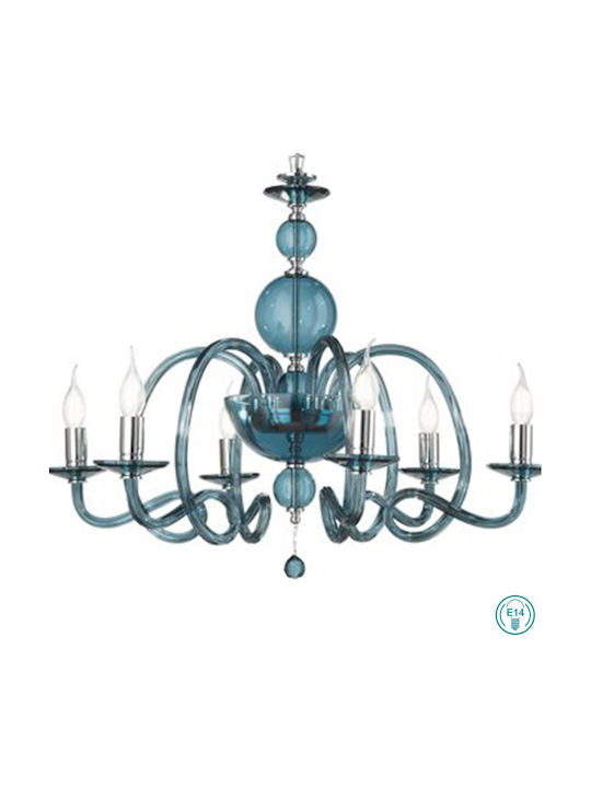 Ondaluce Vivaldi Chandelier Candlestick 6xE14 Blue LP.Vivaldi/6-OTT