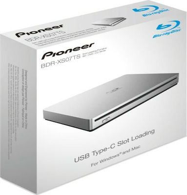 Pioneer BDR-XS07TS Εξωτερικός Οδηγός Εγγραφής/Ανάγνωσης Blu-Ray/DVD/CD για Desktop / Laptop Ασημί