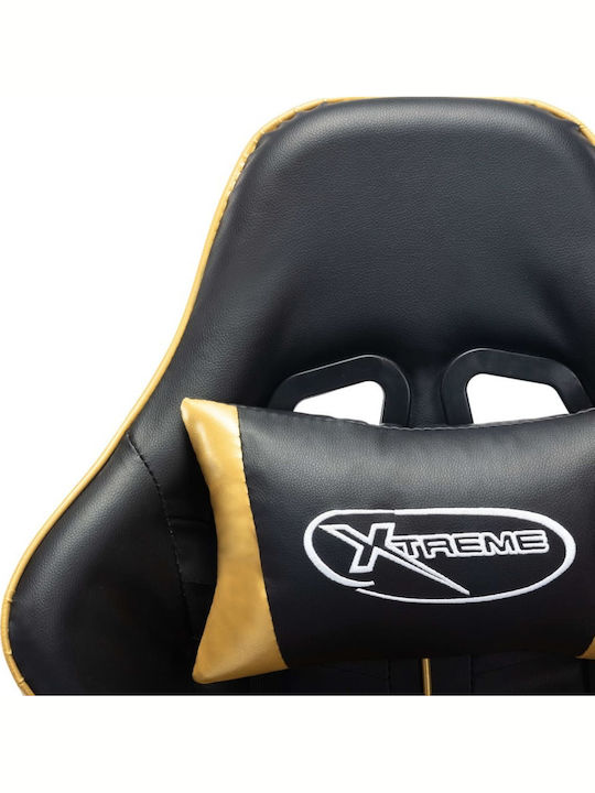 vidaXL 20512 Καρέκλα Gaming Δερματίνης με Ρυθμιζόμενα Μπράτσα και Υποπόδιο Χρυσή