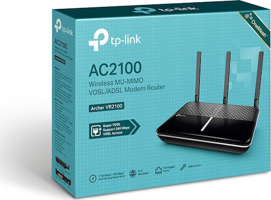 TP-LINK Archer VR2100 v1 Ασύρματο VDSL2 Modem Router Wi‑Fi 5 με 3 Θύρες Gigabit