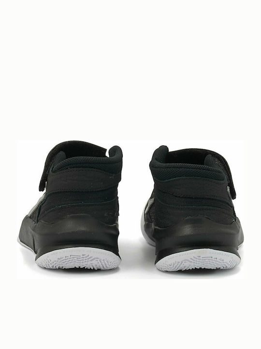 Hustle Team Hustle10 FlyEase Kids Sports Shoes Running with Hoop & Loop Closure Black / Volt / White / Metallic Silver