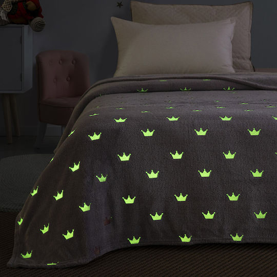 Beauty Home Κουβέρτα Fleece Art Φωσφορίζουσα Γκρι 160x220εκ.
