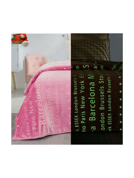 Beauty Home Κουβέρτα Fleece Φωσφορίζουσα Ροζ 160x220εκ.