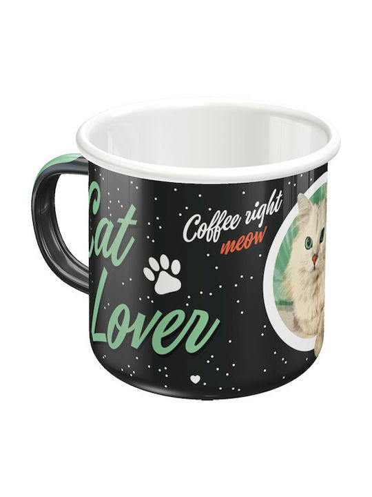 Nostalgic Art Animal Club Katzenliebhaber Emaille Tasse Schwarz