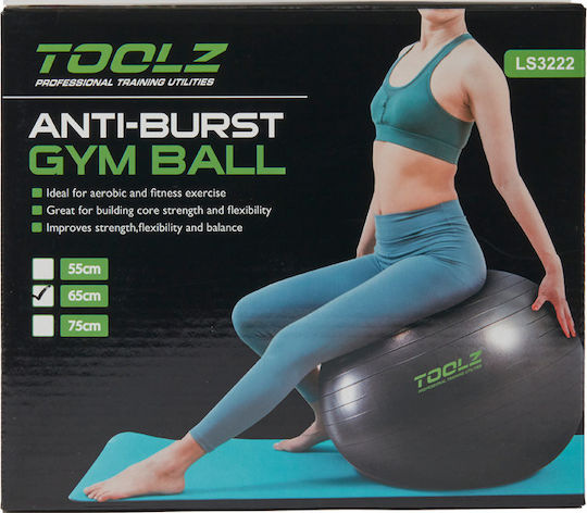 Toolz Μπάλα Pilates 65cm σε Μαύρο Χρώμα