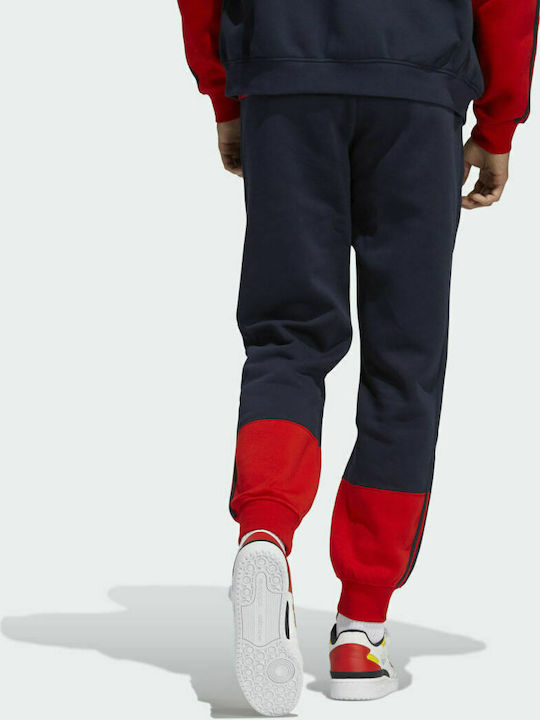 Adidas 3-Stripes Men's Fleece Sweatpants with Rubber Legend Ink / Red