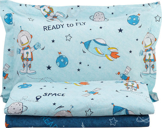 Beauty Home Space Art 6170 Set Kids Duvet Cover Single with Pillowcase Light Blue 160x240cm