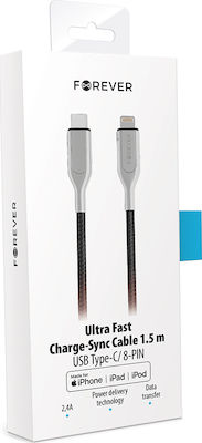 Forever Braided USB 2.0 Cable USB-C male - USB-C male Black 1.5m