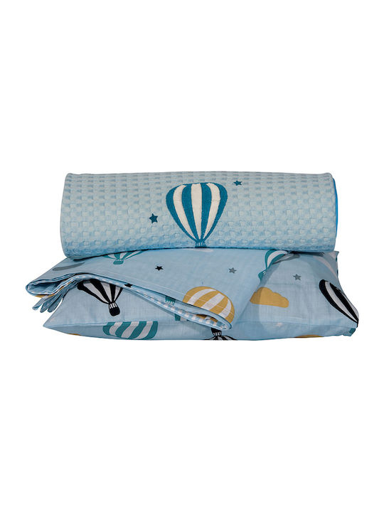 Greenwich Polo Club Blanket Cot 2907 Waffle Light Blue 110x150cm