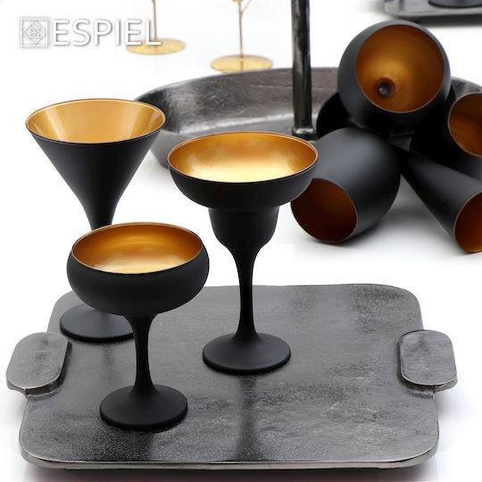Espiel Maya Ποτήρι Κοκτέιλ/Ποτού από Γυαλί Black Gold Κολωνάτο 305ml