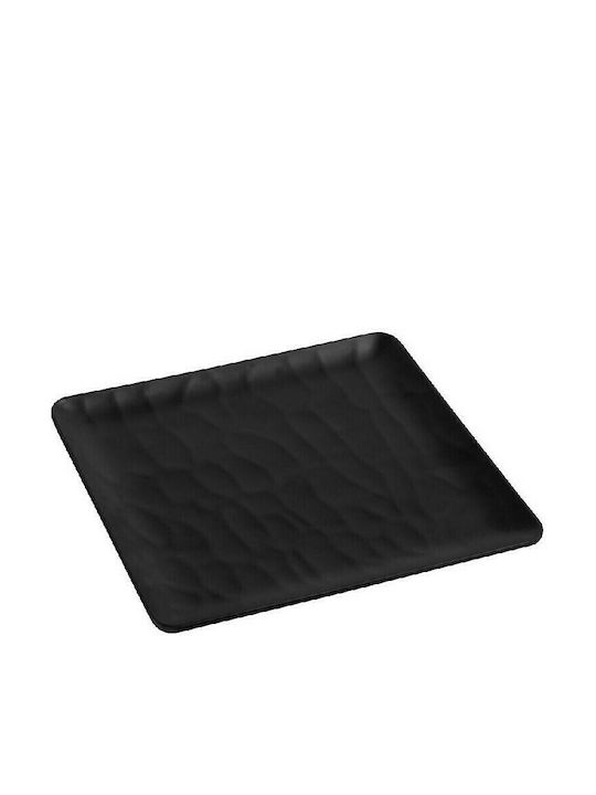 Espiel Wavy Plate Desert of Melamine Matte Black 18x18cm 1pcs