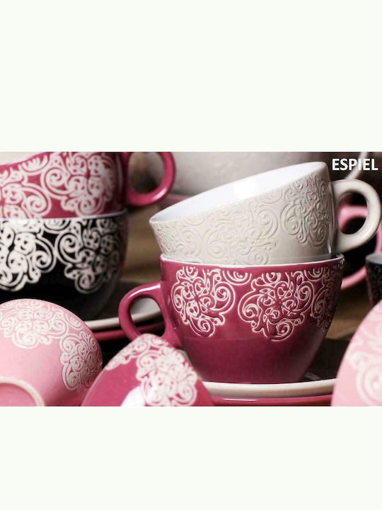 Espiel Vienna Porcelain Cappuccino Cup Set 280ml Μπορντώ