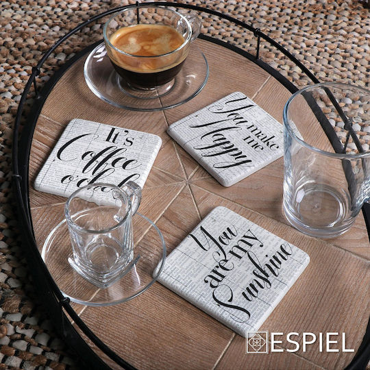 Espiel Sunshine Coaster Ceramic White 9.5x9.5cm 2pcs