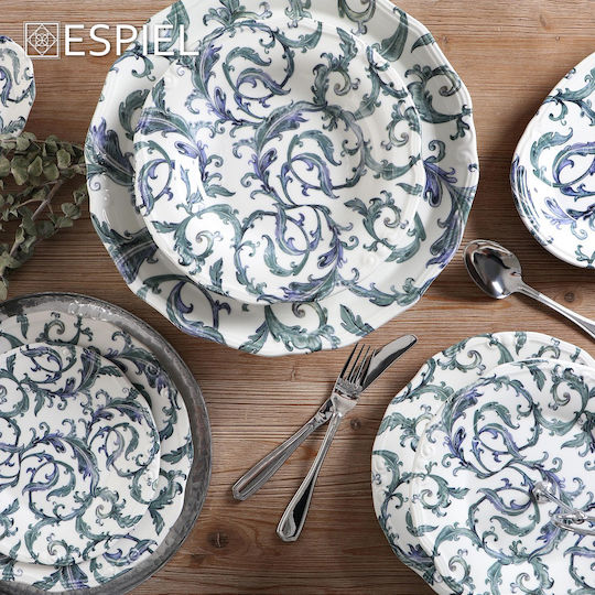 Espiel Blue Flowers Κεραμική Εταζέρα 2 Ορόφων Μπλε Ø27xY27cm