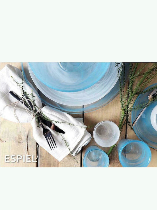 Espiel Atlas Glass Salad Bowl Blue 21x21cm