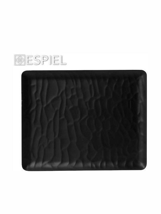 Espiel Wavy Matte Serving Platter Rectangular Black 32.5x26.5cm