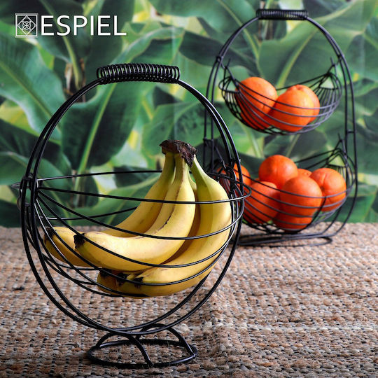 Espiel Φρουτιέρα Μεταλλική Μαύρη 30.5x13x34εκ.