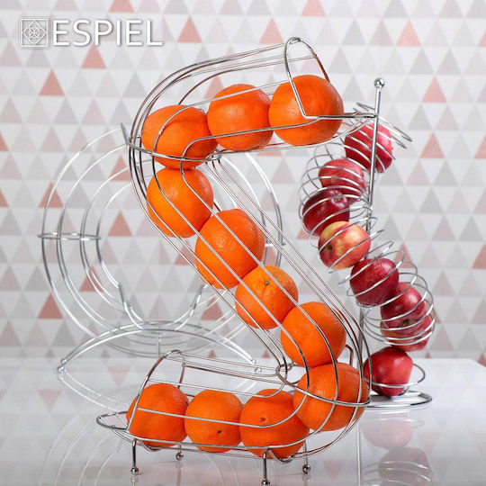 Espiel Spirale Obstschale Metallisch Silber 22x22x47cm