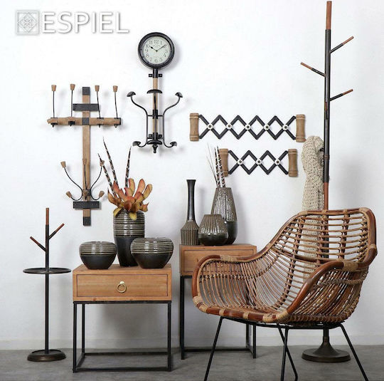 Espiel Ρολόι Τοίχου Μεταλλικό Μαύρο 33.5x71cm