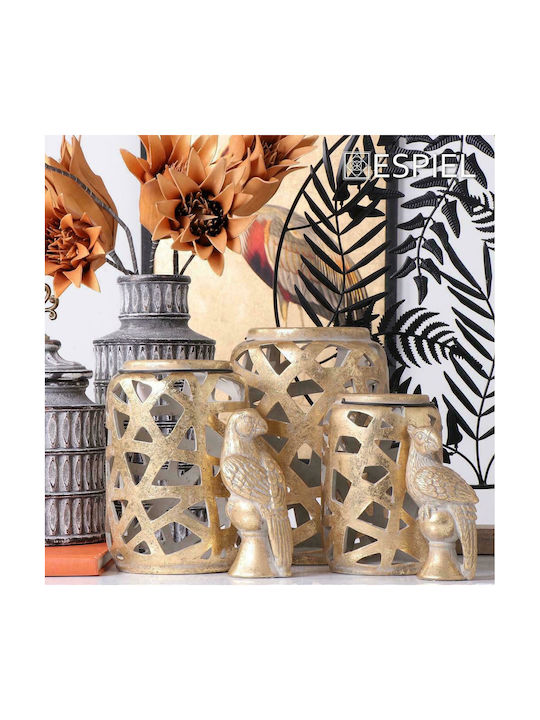 Espiel Tabletop Ceramic Lantern Gold 13.5x13.5x20.5cm