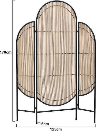 Inart Bamboo Dekorativer Paravent aus Bambus mit 3 Blättern 125x170cm