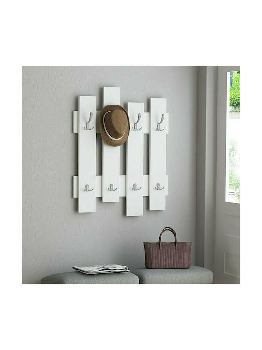 Pakketo Wooden Wall Hanger Wave with 20 Slots White 64x4x79cm 1pc