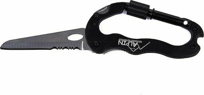 Alpin Carabiner Multi-tool Black with Blade made of Stainless Steel