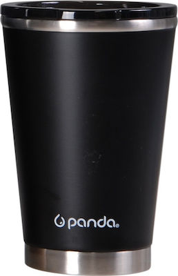 Panda Glas Thermosflasche Rostfreier Stahl Gray 380ml mit Mundstück 24320