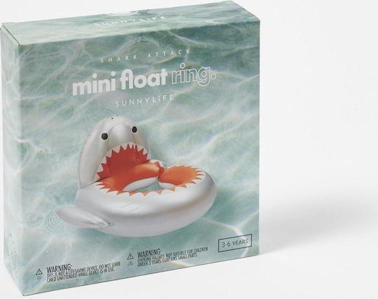 Sunnylife Παιδικό Σωσίβιο Κουλούρα Shark Attack με Διάμετρο 60εκ. για 3-6 Ετών Ασημί