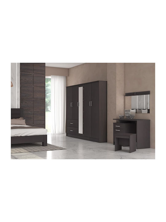 Eckige Schminktisch Kremetakamaras Olympus Holz Wenge mit Spiegel & Hocker 90.5x39.5x75cm